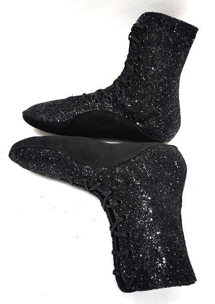 Black Glitter Tightrope Boots