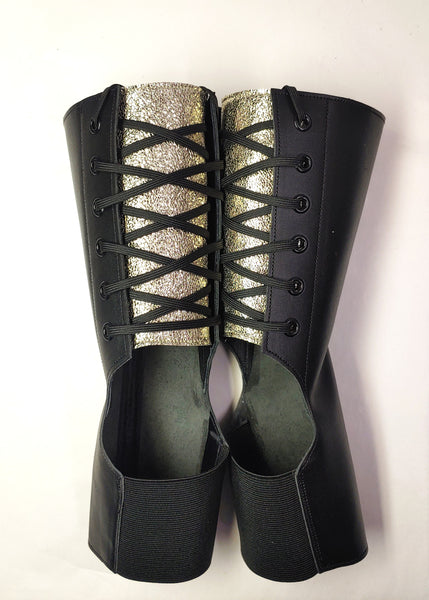 CUSTOM ORDER Short Black Aerial boots w/Silver Back