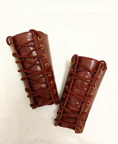 BROWN Leather cuff style Gauntlets