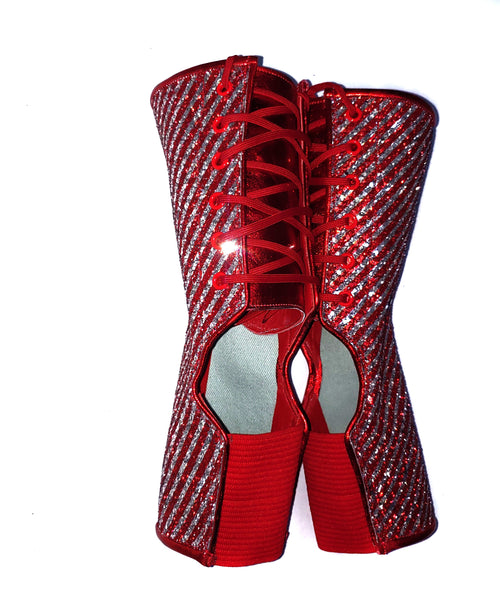 READY MADE Glitter CANDY CANE Short Aerial Boots Size 1