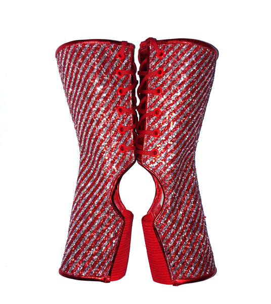 READY MADE Glitter CANDY CANE Short Aerial Boots Size 1