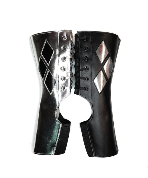 READY MADE Silver & Black HARLEY QUINN Aerial boots SIZE 1