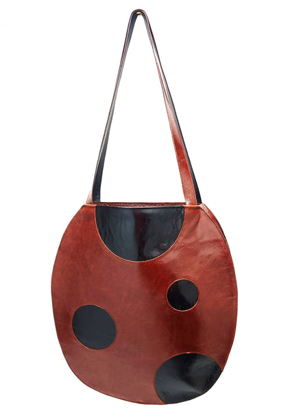 Cartoon Polkadot Tote Bag Chestnut/Black