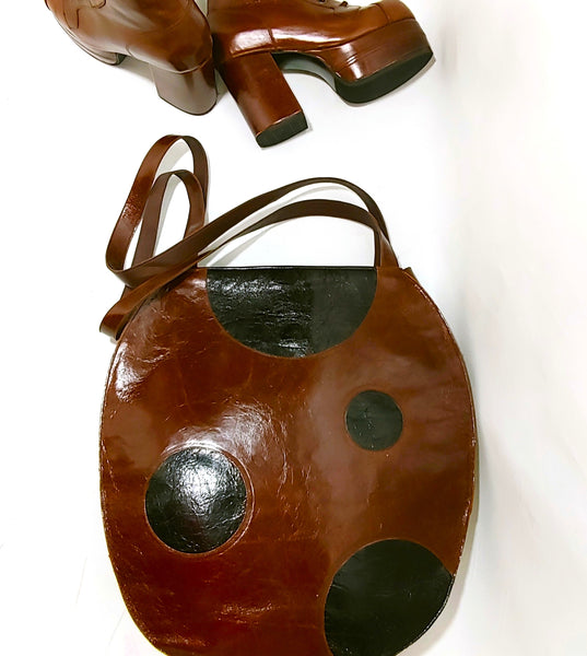 Cartoon Polkadot Tote Bag Chestnut/Black