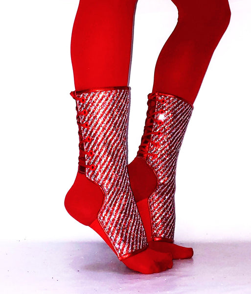 READY MADE Glitter CANDY CANE Short Aerial Boots Size 1