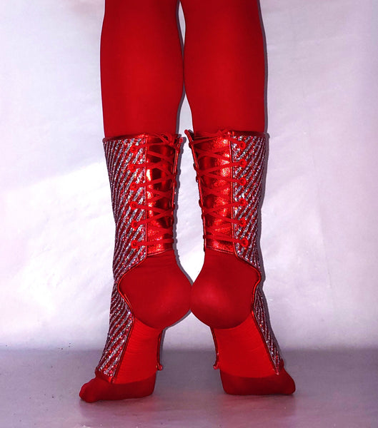 READY MADE Glitter CANDY CANE Short Aerial Boots Size 1