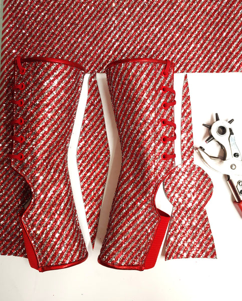 READY MADE Glitter CANDY CANE Short Aerial Boots Size 1