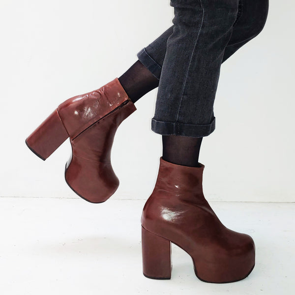 Chestnut Brown Platform Ankle Boots