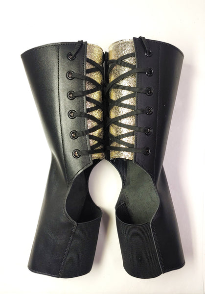 CUSTOM ORDER Short Black Aerial boots w/Silver Back