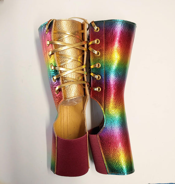 READY MADE Short Aerial boots in RAINBOW Leather SIZE 1