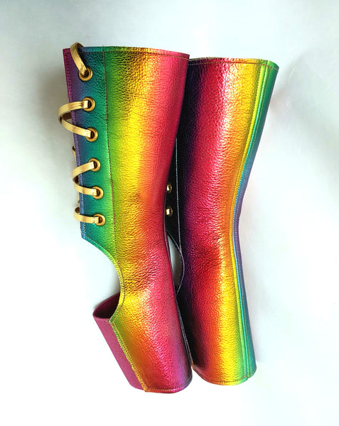 READY MADE Short Aerial boots in RAINBOW Leather SIZE 2