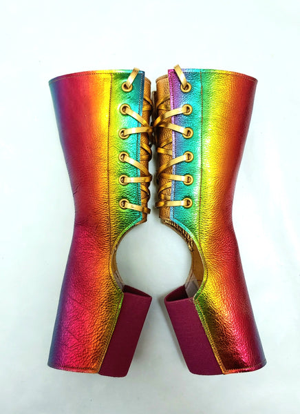 READY MADE Short Aerial boots in RAINBOW Leather SIZE 2