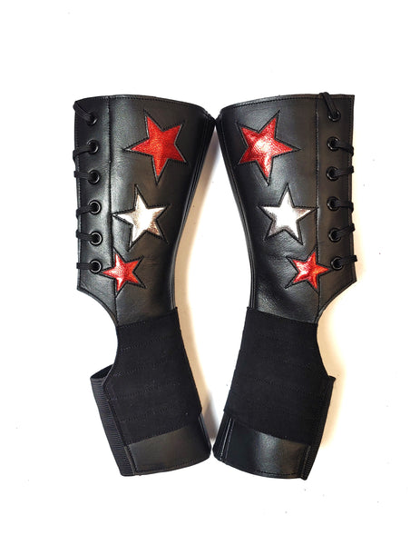 SHORT Stardust Aerial boots w/ Silver & Red Stars + Grip Panel