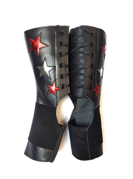 SHORT Stardust Aerial boots w/ Silver & Red Stars + Grip Panel